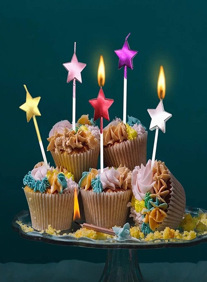 PartyToko Wax Star Candle 5 Pcs Birthday Cake Topper Candle Birthday Candles For Cake Multicolour - Image 2